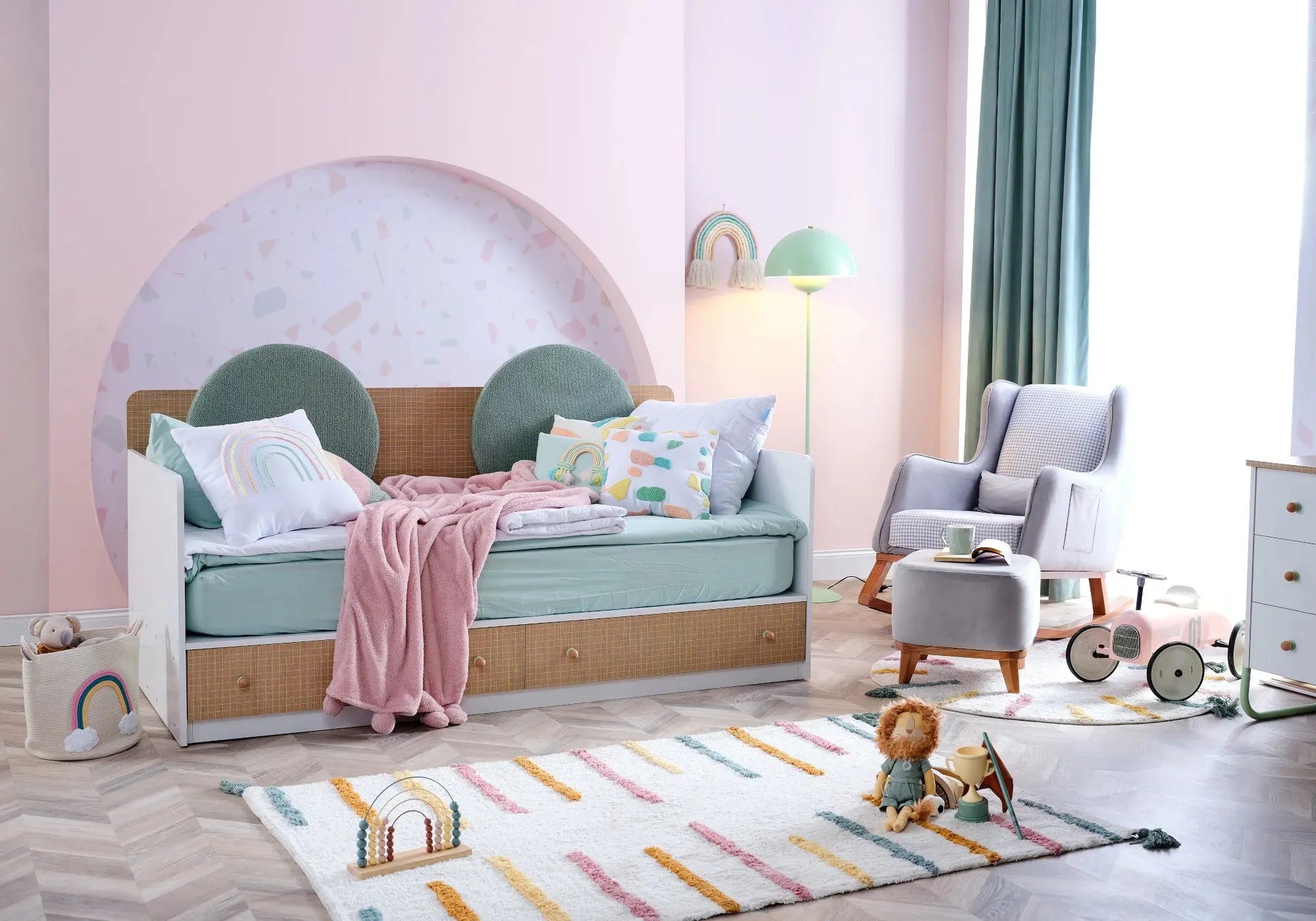 Ensemble chambre bébé Montessori vert JOLLY kelekci.com