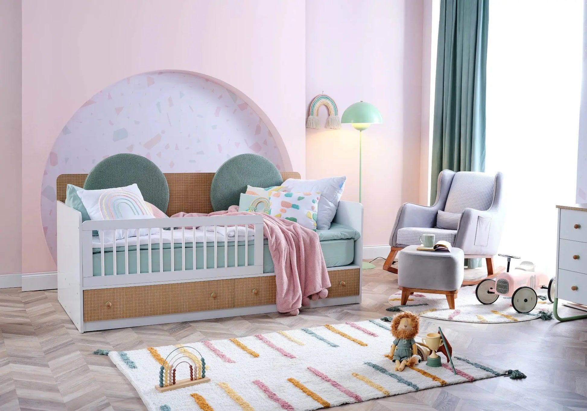 Ensemble chambre bébé Montessori vert JOLLY kelekci.com