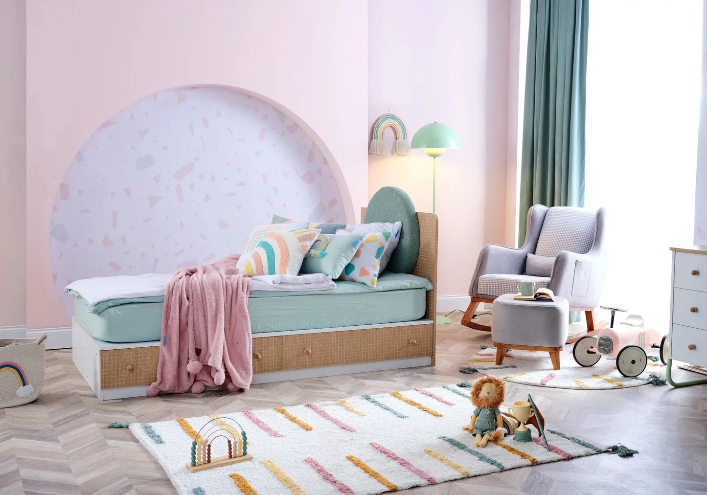 Ensemble chambre bébé Montessori vert JOLLY kelekci.com