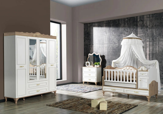 Ensemble chambre bébé blanc COUNTRY, élégance et confort