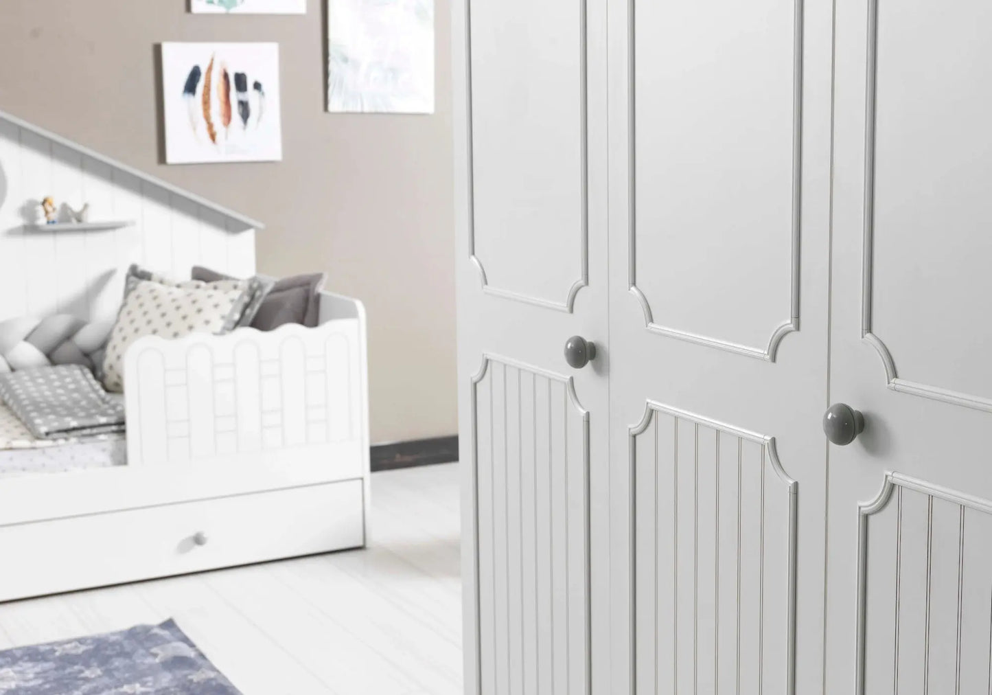 Ensemble chambre bébé fille Montessori gris ALVIN kelekci.com