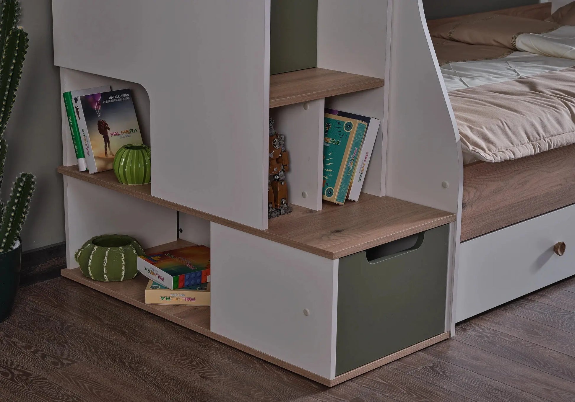 Ensemble chambre jeune lit superposé vert ATLAS kelekci.com