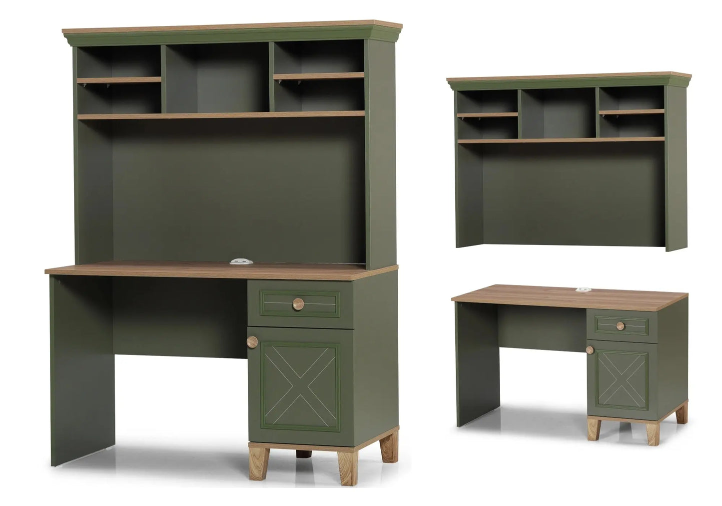 Ensemble chambre jeune lit superposé vert ATLAS kelekci.com