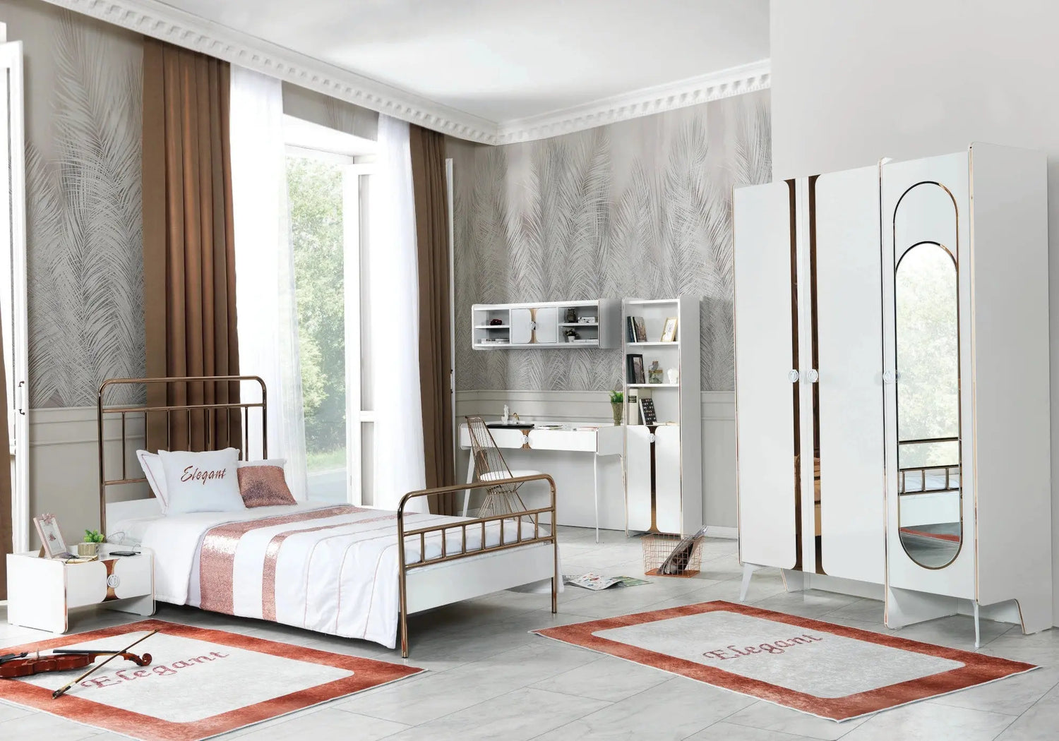 Ensemble chambre jeune métal doré ELEGANT kelekci.com