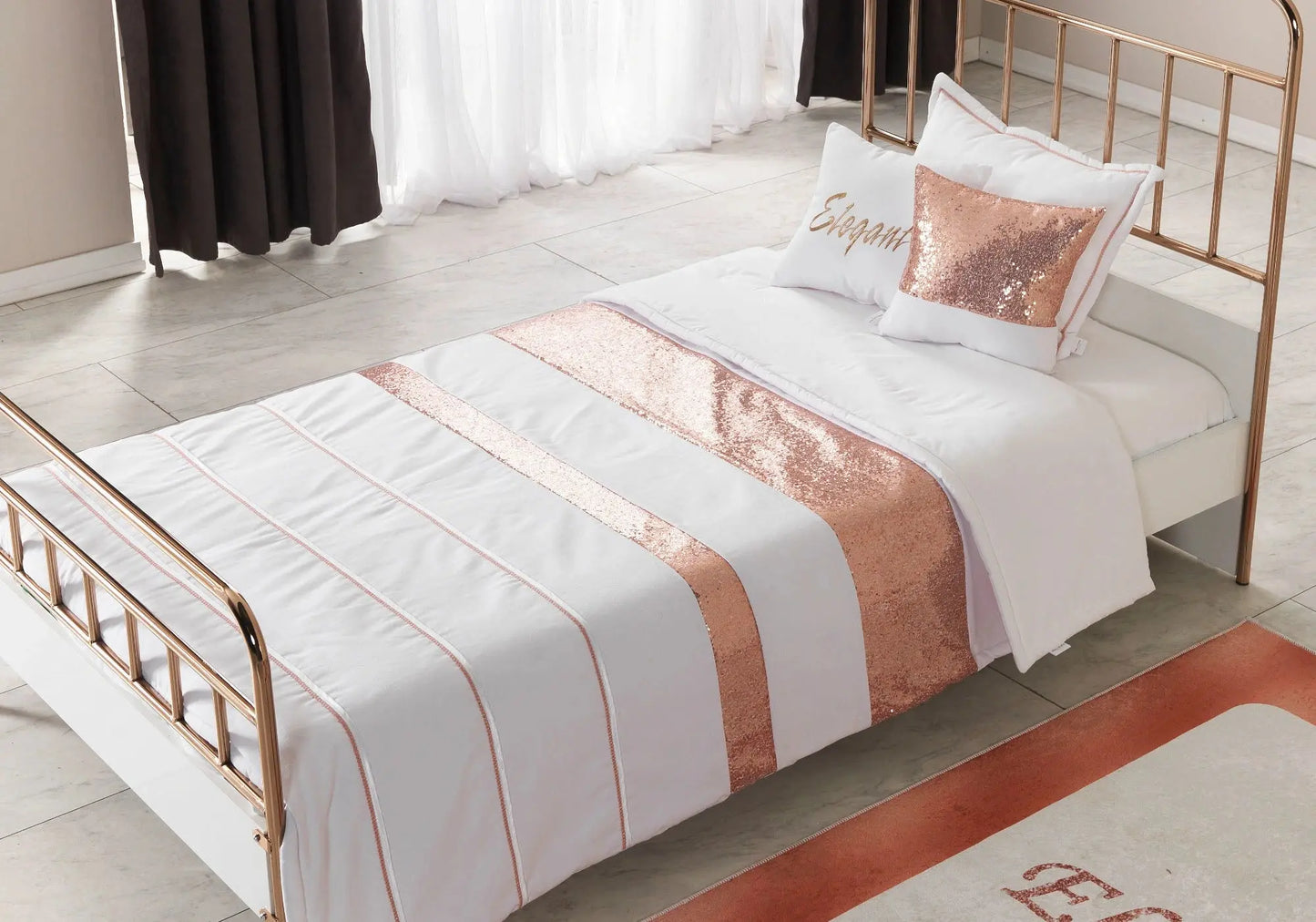 Ensemble chambre jeune métal doré ELEGANT kelekci.com