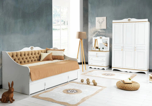 Ensemble complet de chambre moderne cappuccino LUNA, design élégant