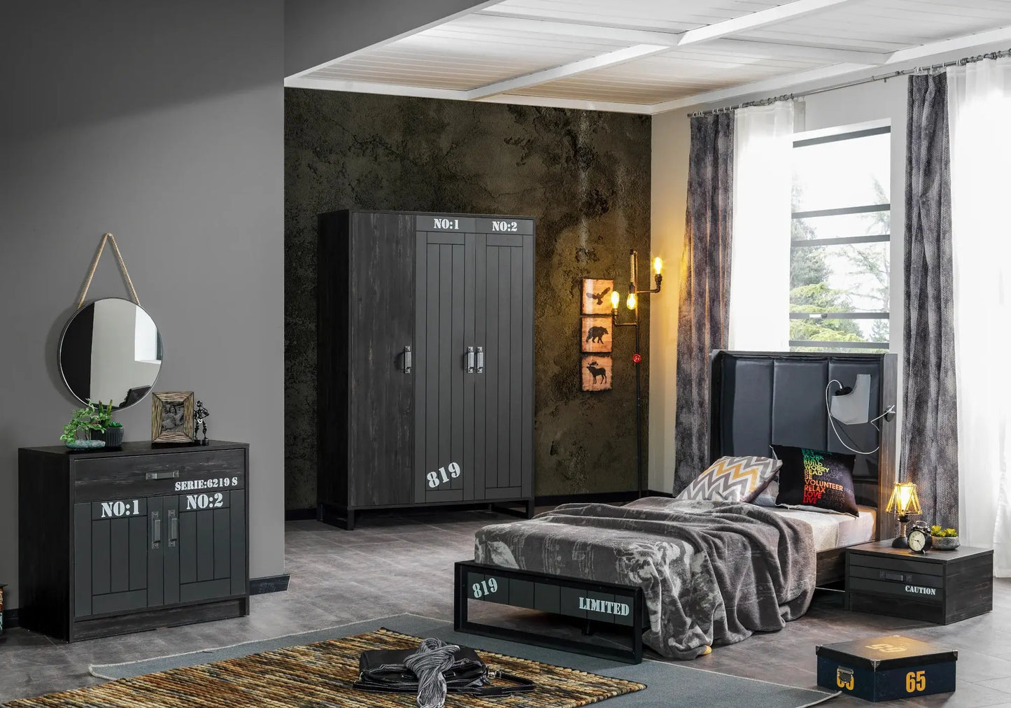 Ensemble complet de chambre moderne gris DARK kelekci.com