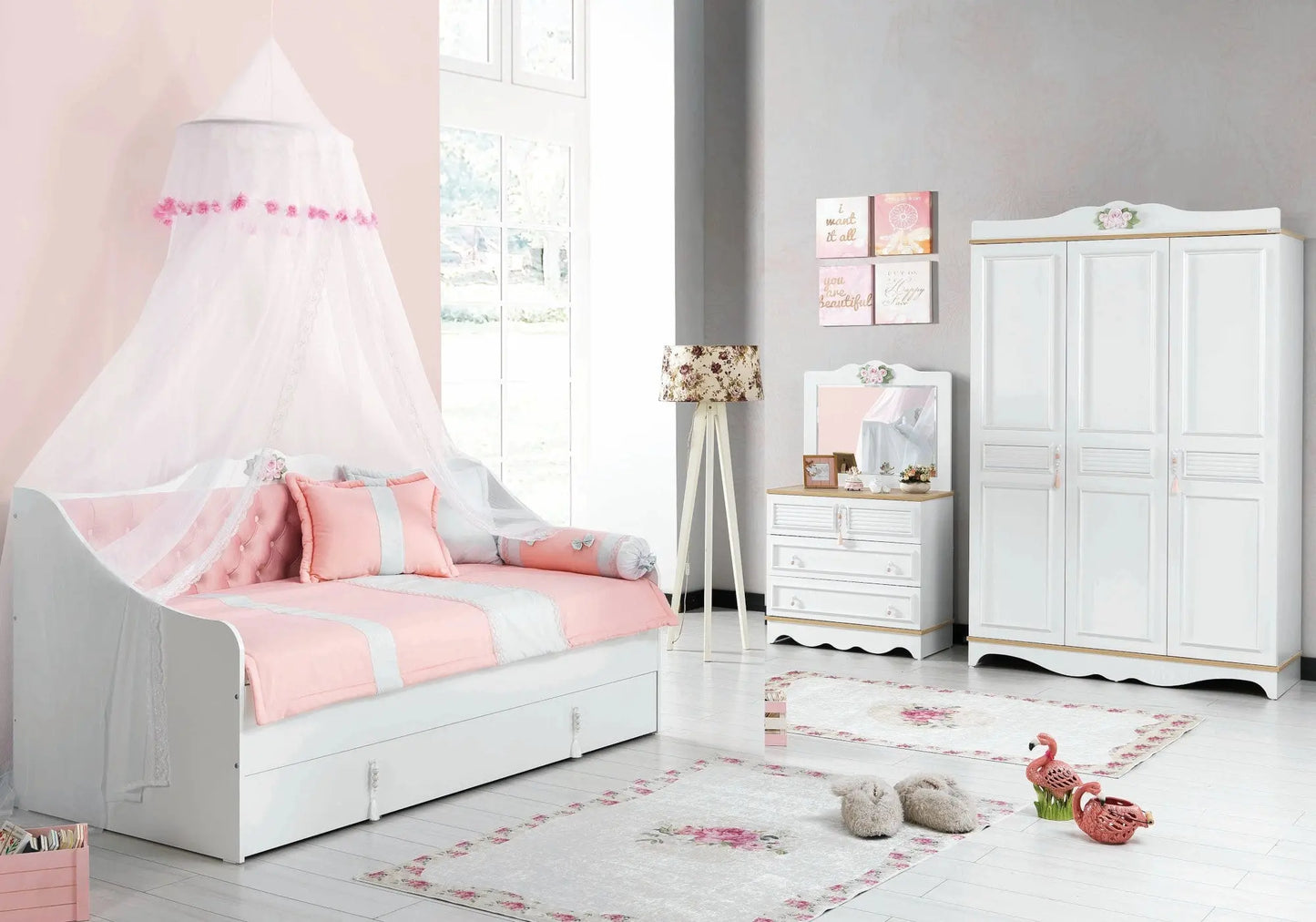 Ensemble complet de chambre moderne rose LUNA kelekci.com