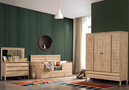 Ensemble chambre enfant montessori taupe PETRA moderne et élégant