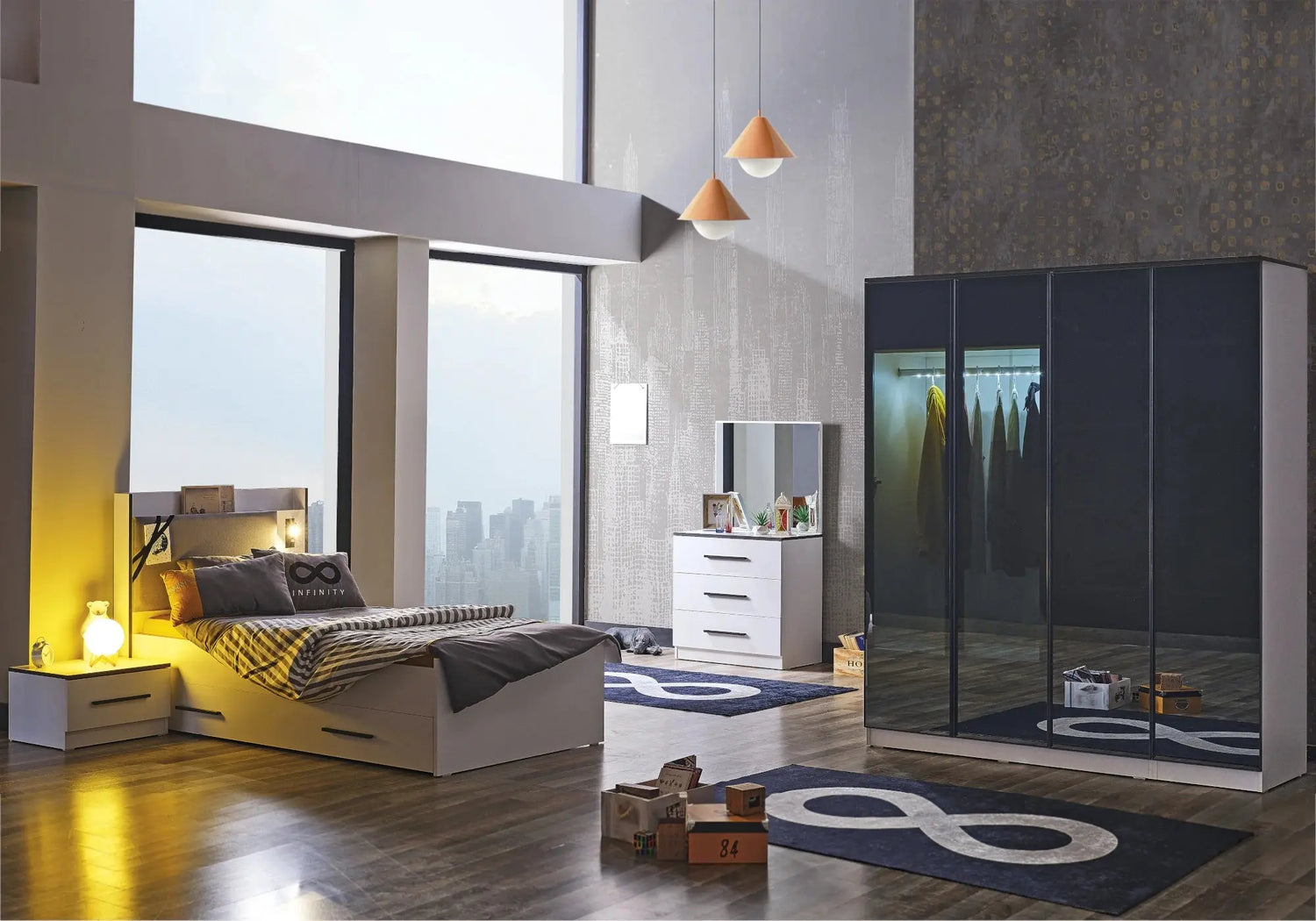 Ensemble de chambre INFINITY, moderne et fonctionnel.