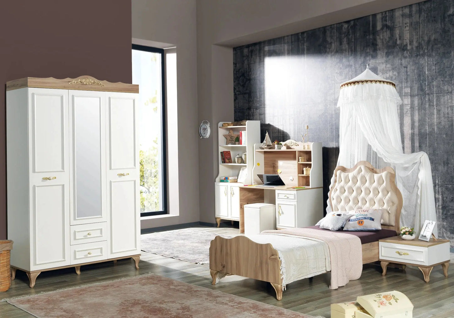 Ensemble de chambre jeune moderne blanc COUNTRY élégant