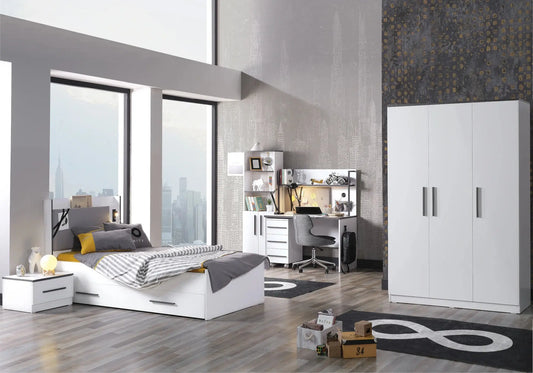 Ensemble de chambre jeune moderne blanc INFINITY, design épuré