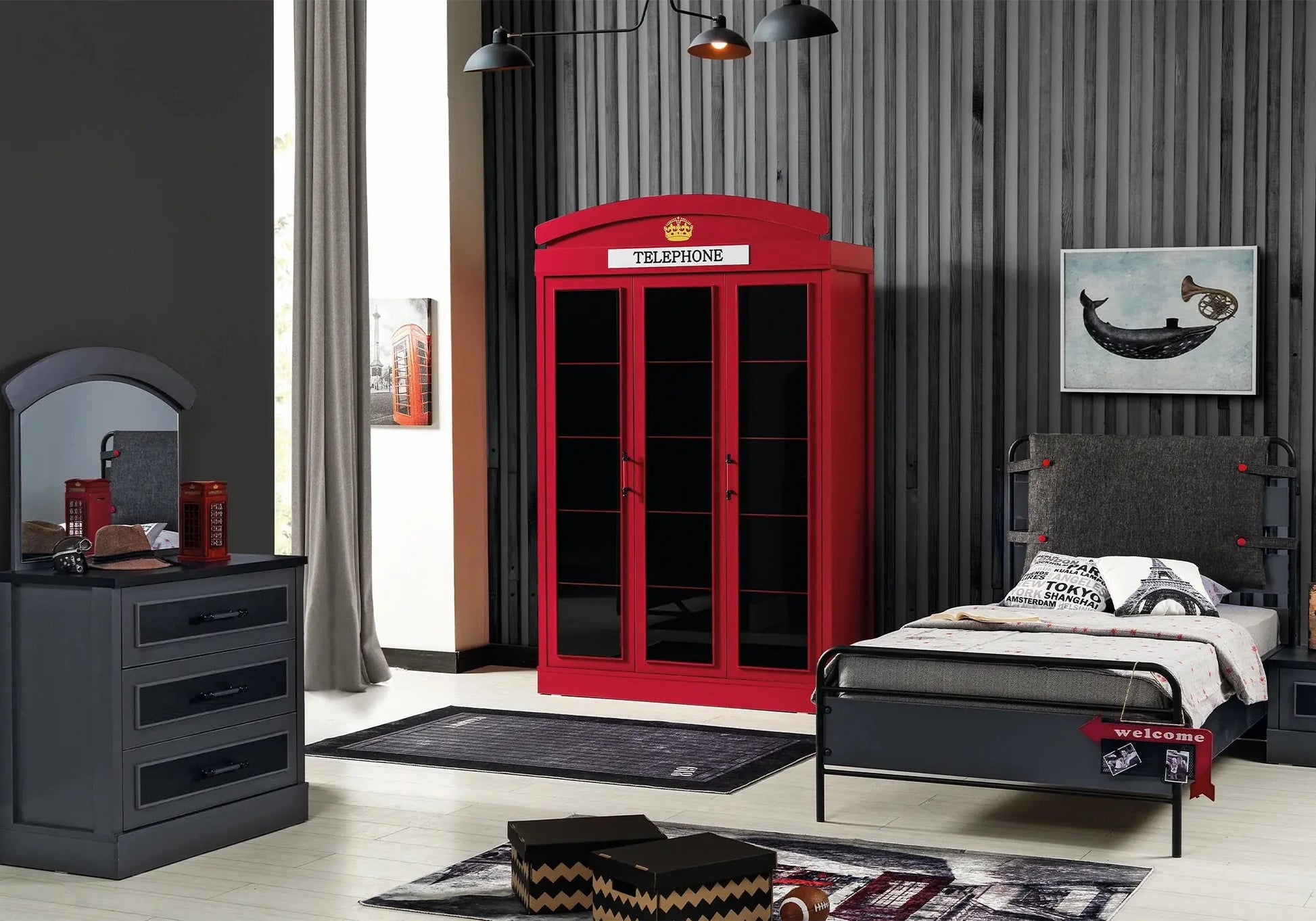 Ensemble de chambre pour jeune rouge LONDON kelekci.com