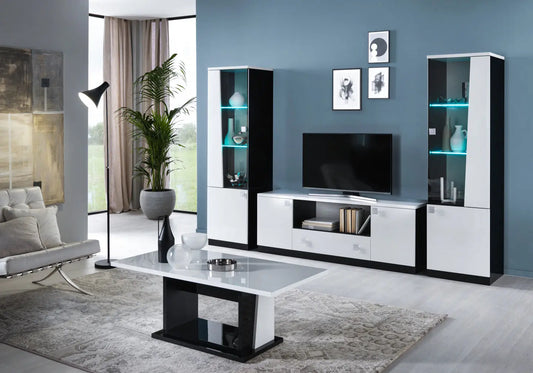 Ensemble meuble tv laquée blanc MELİNA Made in Italy