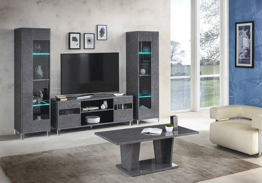 Ensemble meuble tv marbre gris ELSA Made in Italy