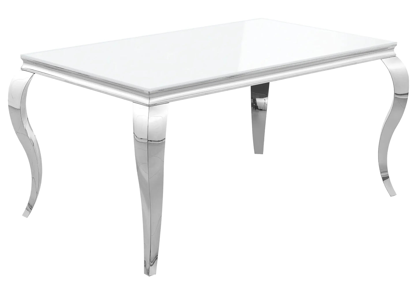 Ensemble table chaise argenté verre blanc NEO New Design