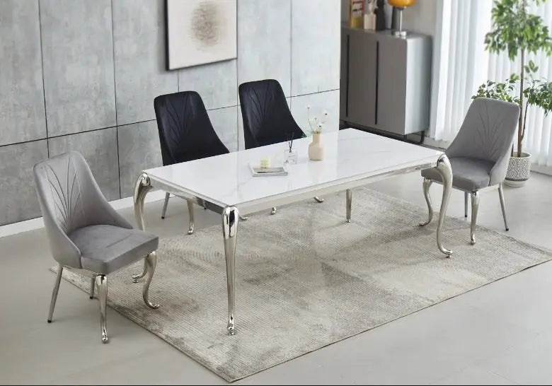 Ensemble de table Sofie en céramique marbre blanc