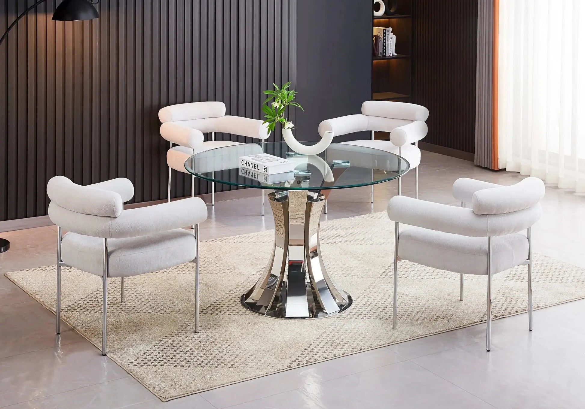 Ensemble table chaise chrome transparent SIDY New Design