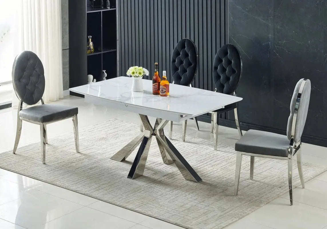 Ensemble table chaise extensible dorée LIKA New Design