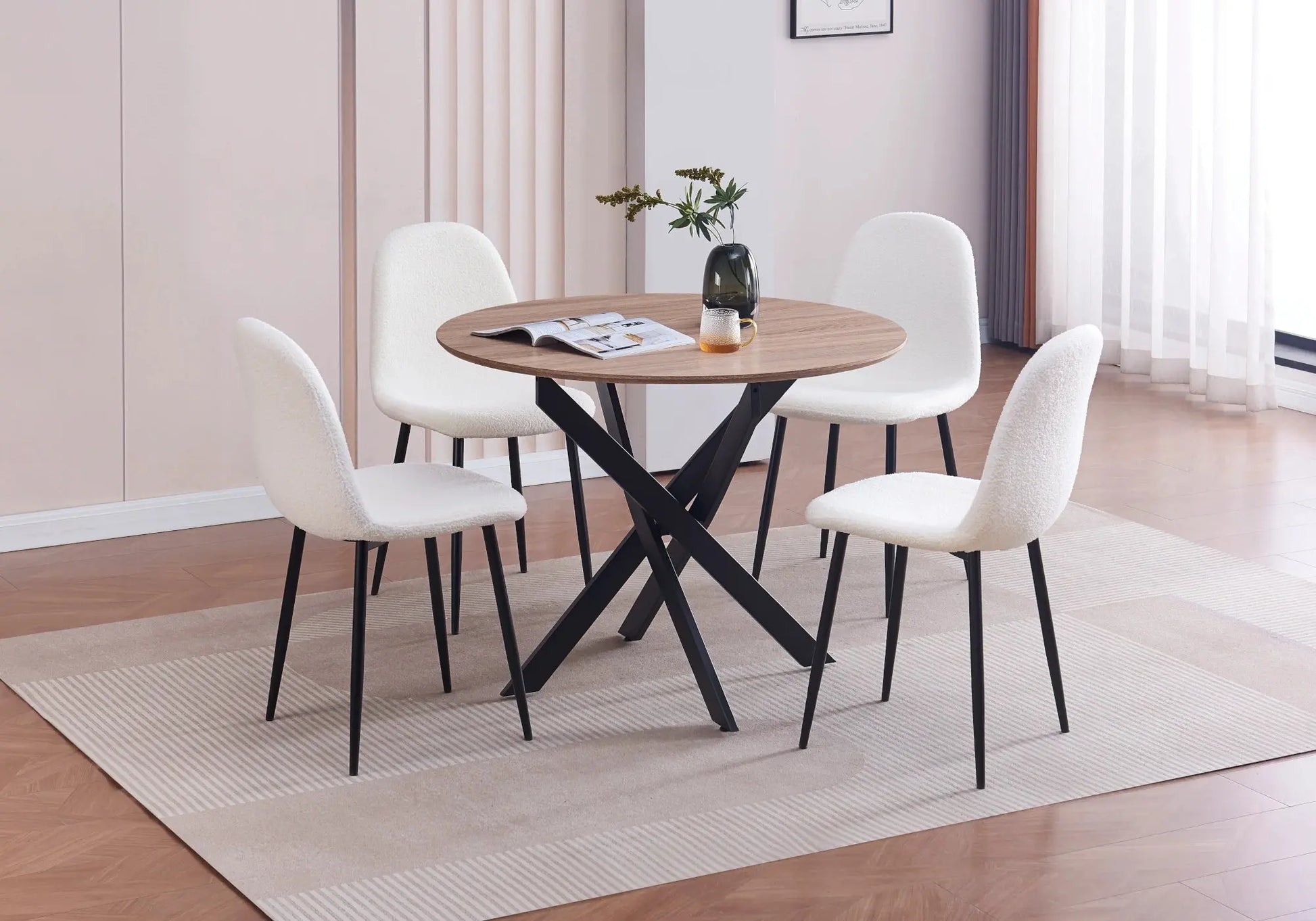 Ensemble table chaise ronde bois noir JOY New Design