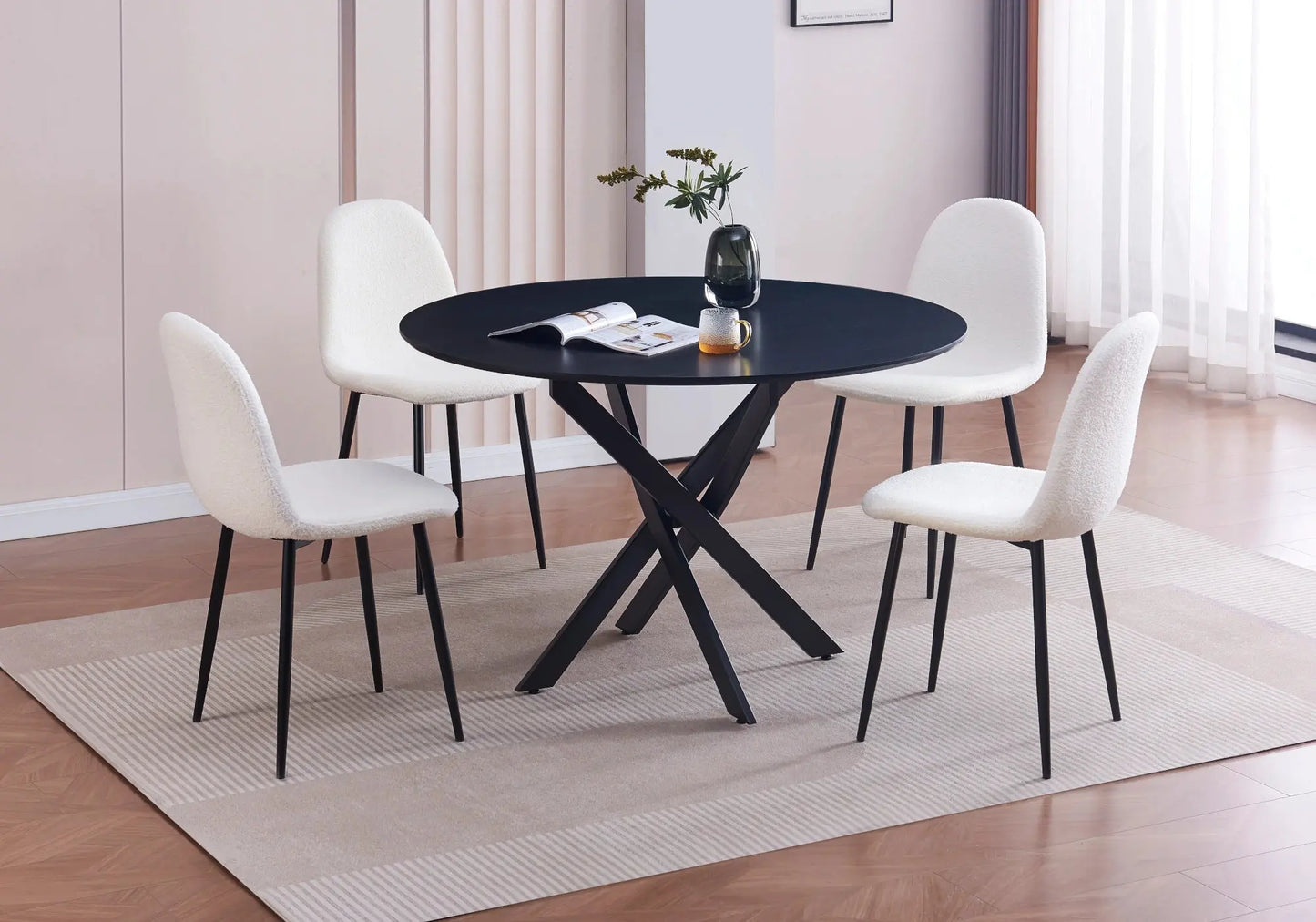 Ensemble table chaise ronde noir chêne JOY New Design