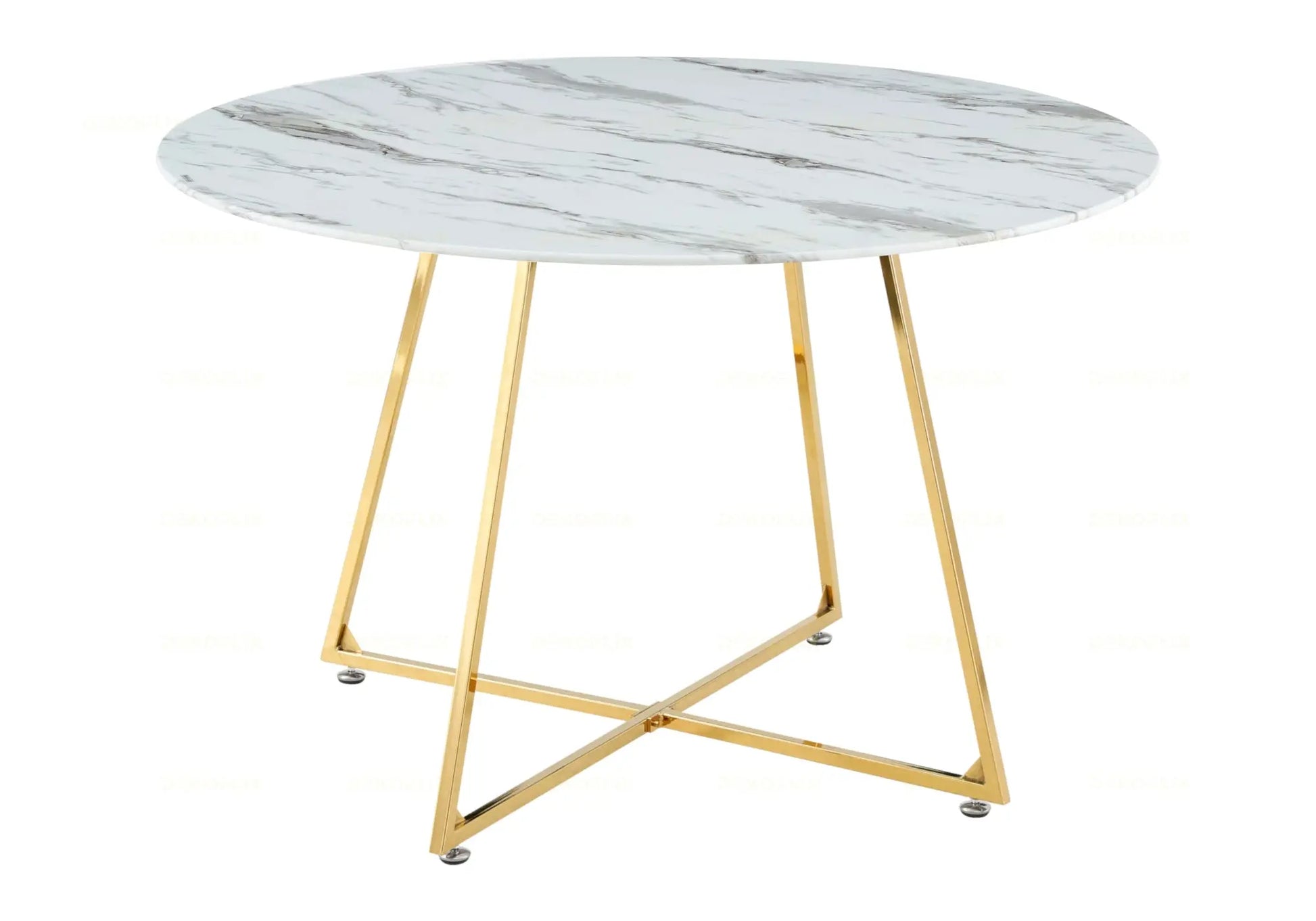 Ensemble table et chaises dorées velours gris GINA New Design