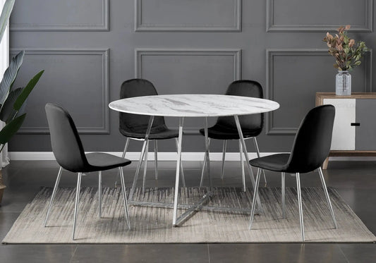 Ensemble table et chaises velours noir GINA New Design