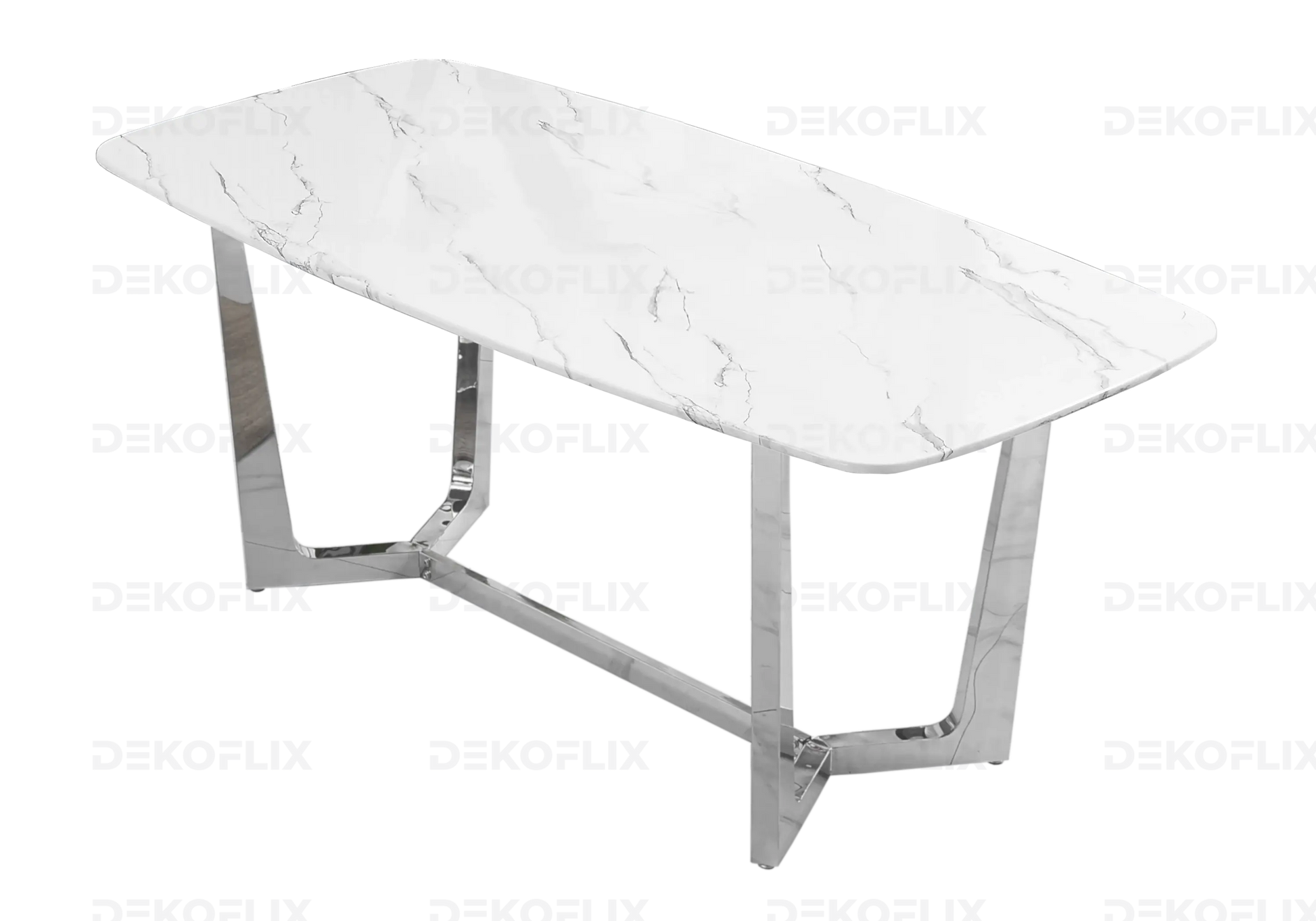 Ensemble table marbre blanc et chaises beiges GAYA New Design