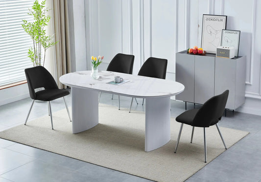 Ensemble table marbre et chaises noires TUAN New Design