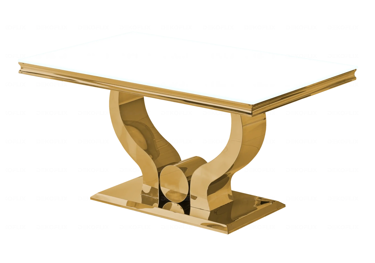 Ensemble table verre blanc et chaises beige doré NEA New Design