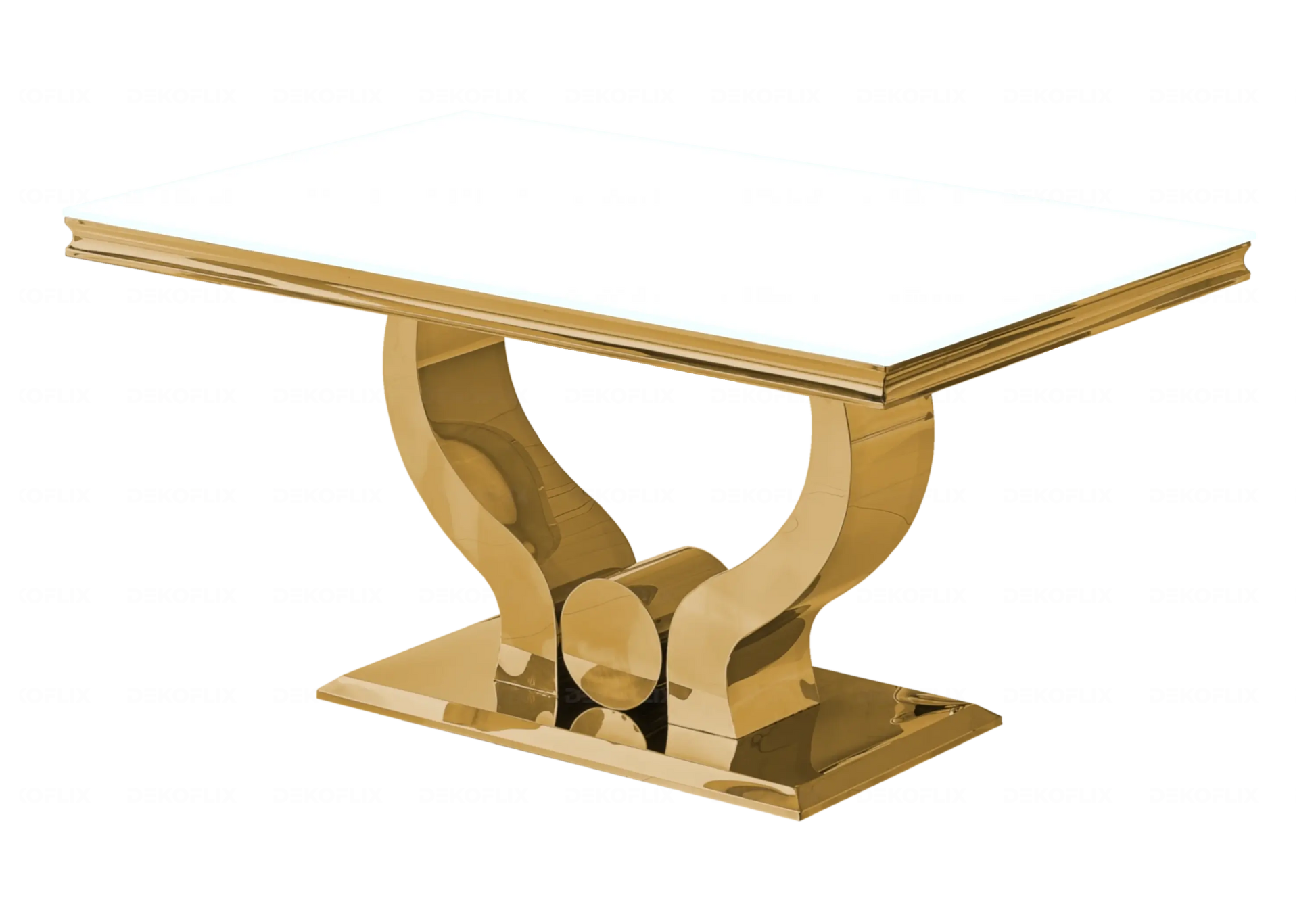 Ensemble table verre blanc et chaises beige doré NEA New Design