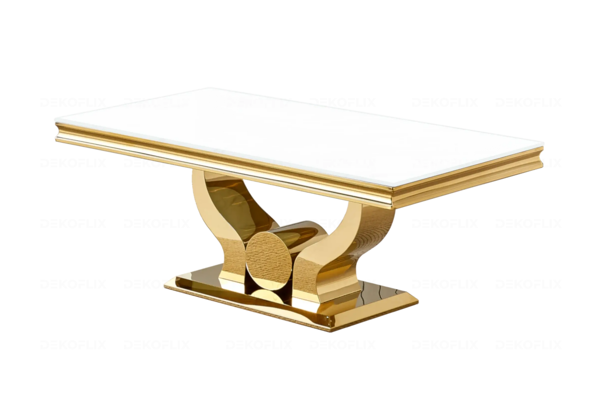 Ensemble table verre blanc et chaises beige doré NEA New Design