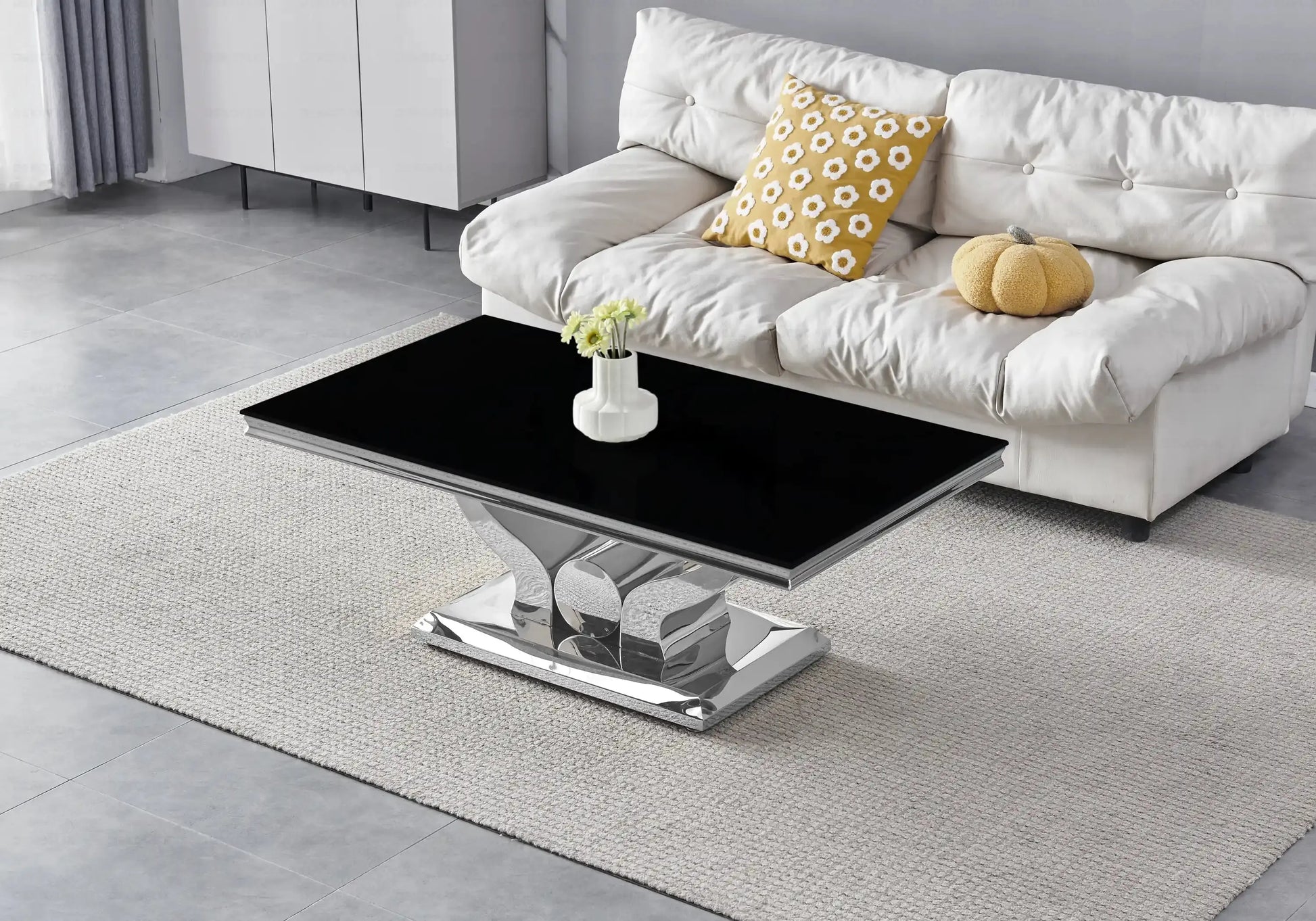 Ensemble table verre noir et chaises gris NEA New Design