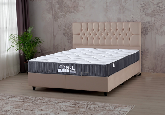 Ensemble lit coffre et matelas 2 places beige – Lore