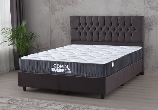 Ensemble lit coffre et matelas 2 places gris – Lore