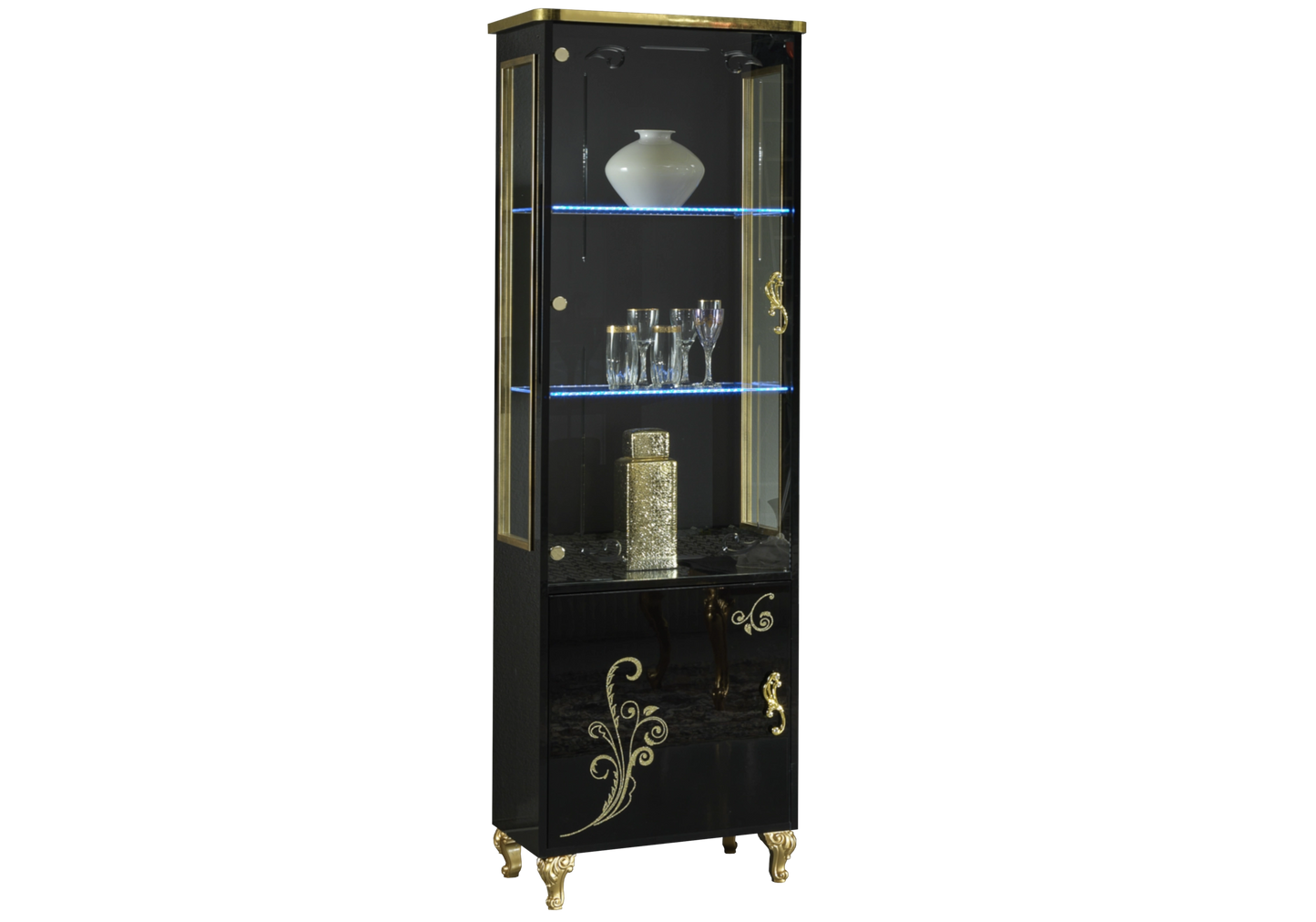 Ensemble meuble TV baroque noir doré - ROSA