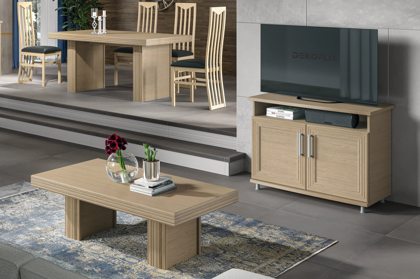 Ensemble meuble salon chêne clair – NATURA