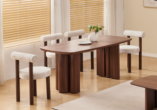 Ensemble table bois noyer foncé et 4 chaises – Doria