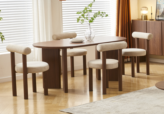 Salle à manger complète noyer Japandi – Oris