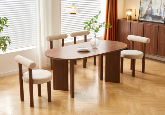 Ensemble table et chaises noyer Japandi – Oris