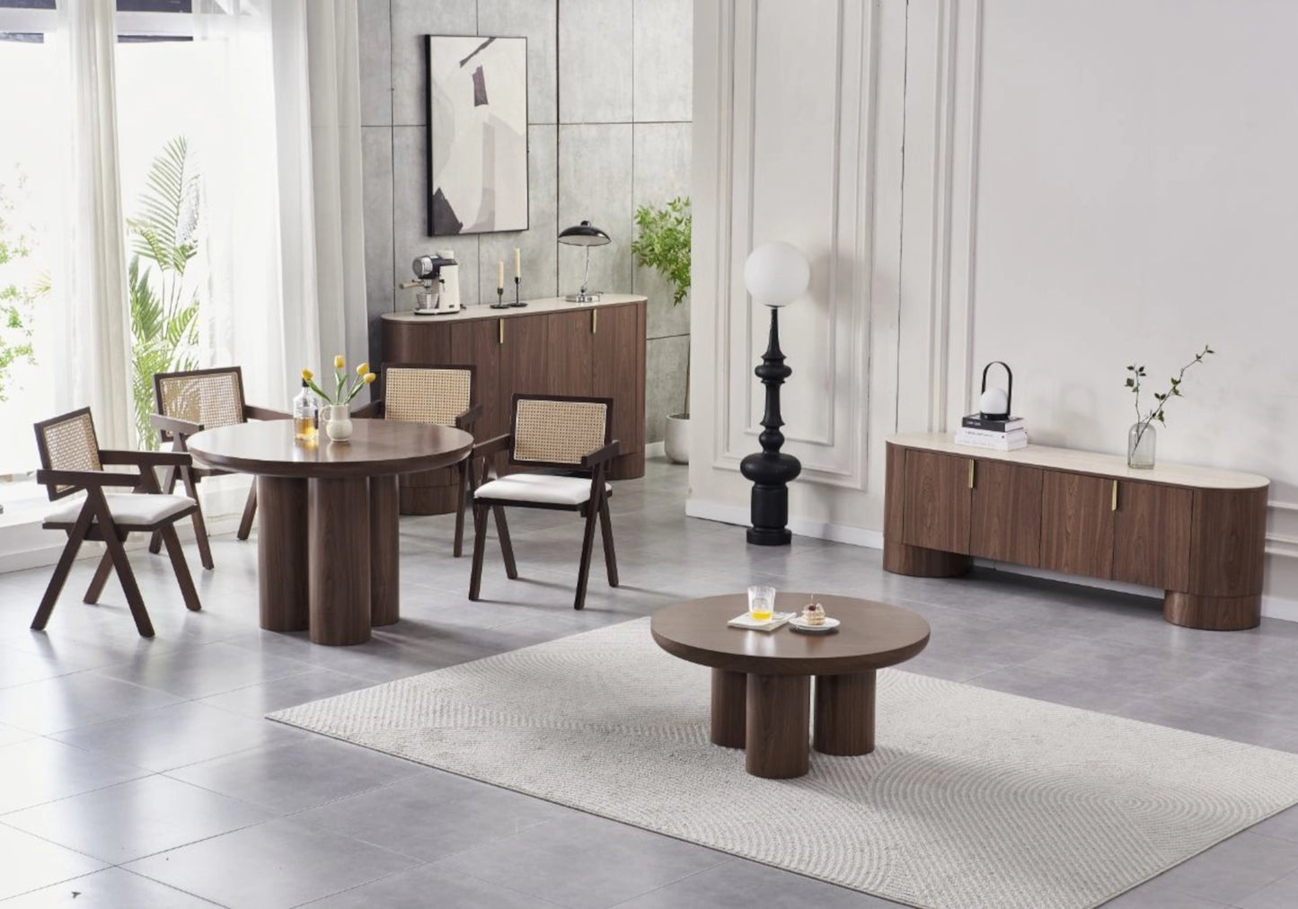 Table à manger ronde noyer - LUMIA