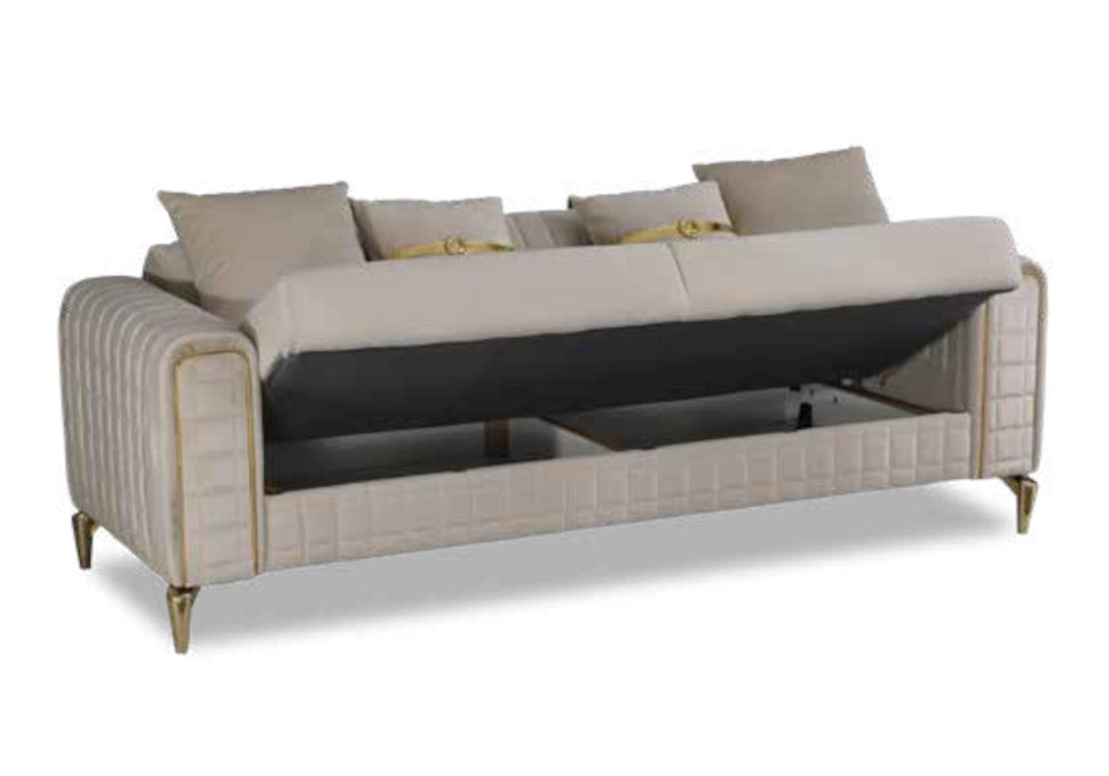 Ensemble canapés 3+2+1 beige avec lit et coffre – ATLAS