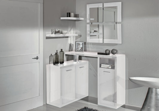 Ensemble meuble d’entrée marbre blanc laqué - LIDYA