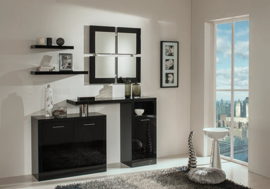 Ensemble meuble d’entrée marbre noir laqué - LIDYA