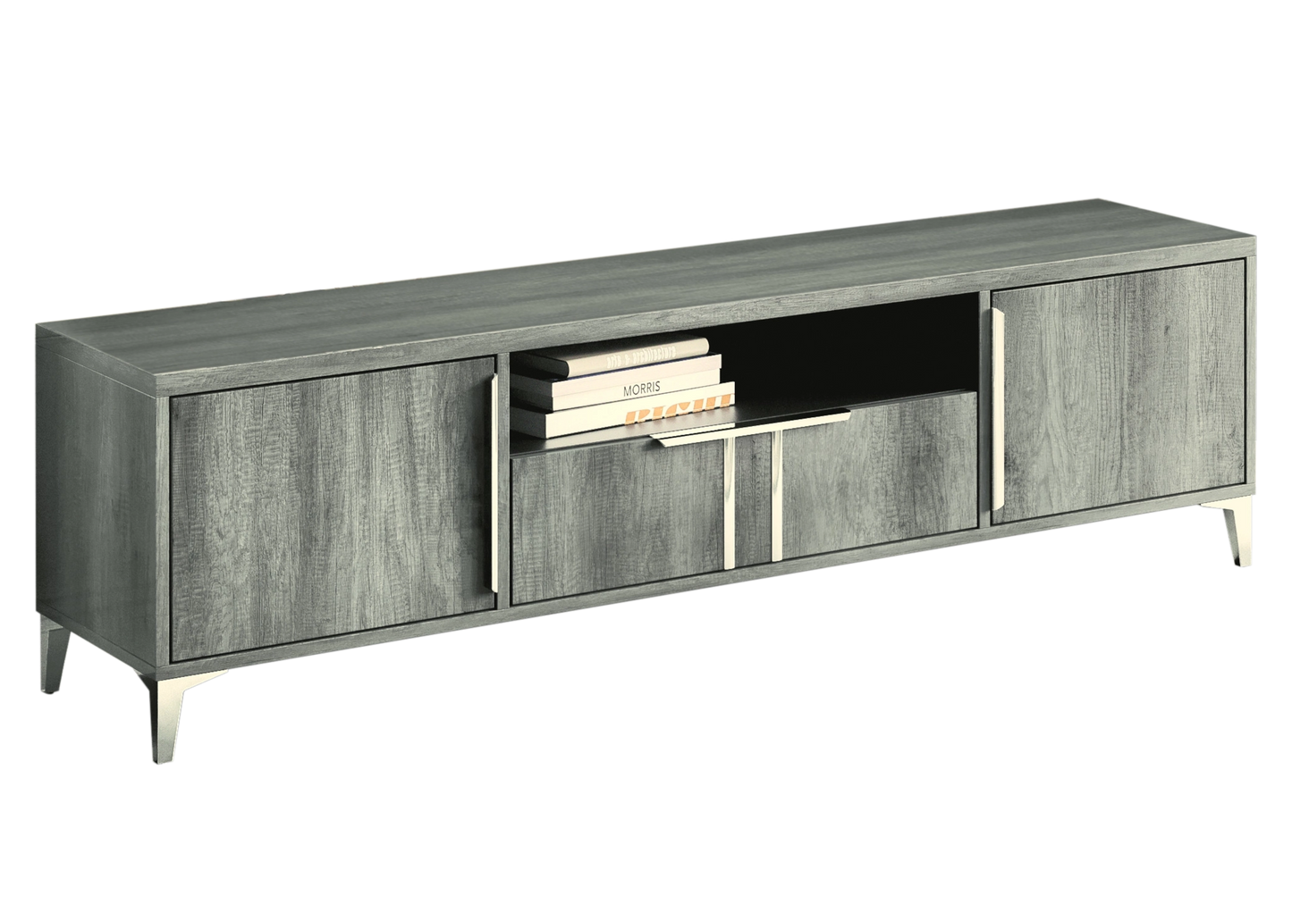 Ensemble meuble de salon design bois gris foncé - LUNA