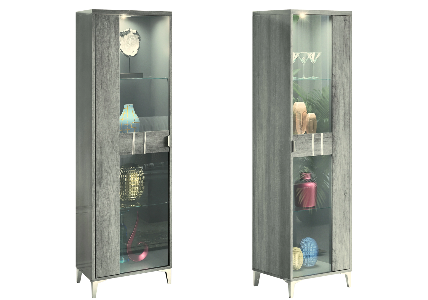 Ensemble meuble de salon design bois gris foncé - LUNA