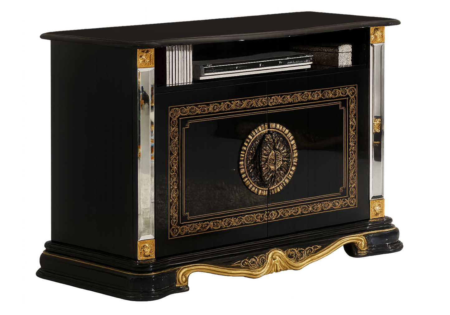 Ensemble meubles de salon baroque noir doré - NOBILE