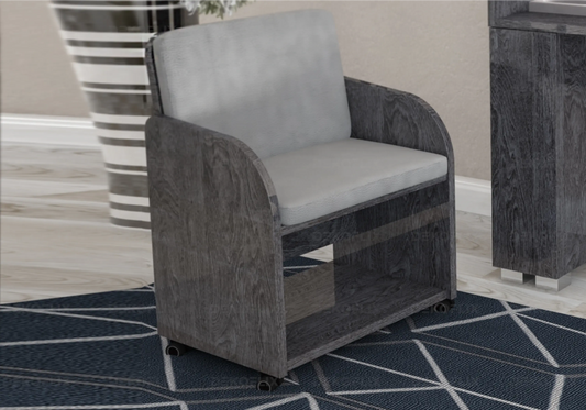 Fauteuil Sarah en Bois de Bouleau Gris avec Coussins Gris Vermont Status
