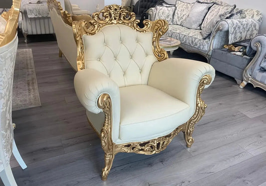 Fauteuil baroque doré cuir LUCY S.T. Italy