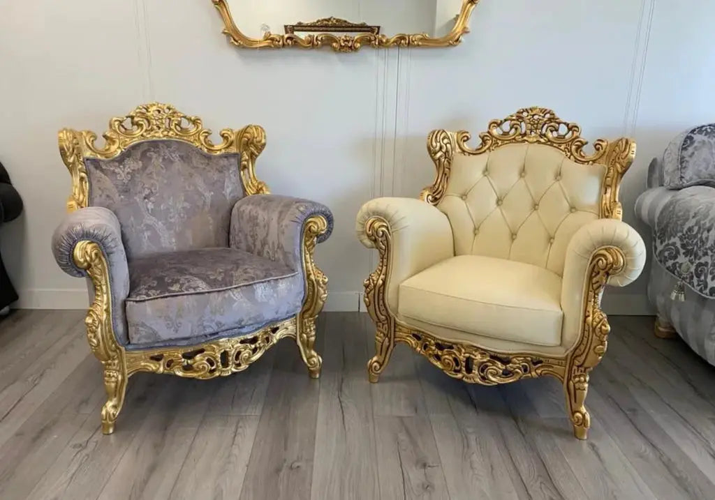 Fauteuil baroque doré cuir LUCY S.T. Italy